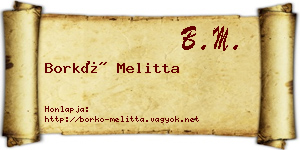Borkó Melitta névjegykártya